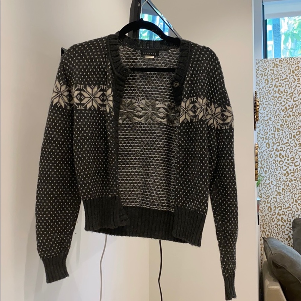 Printed Charcoal Gray Cardigan